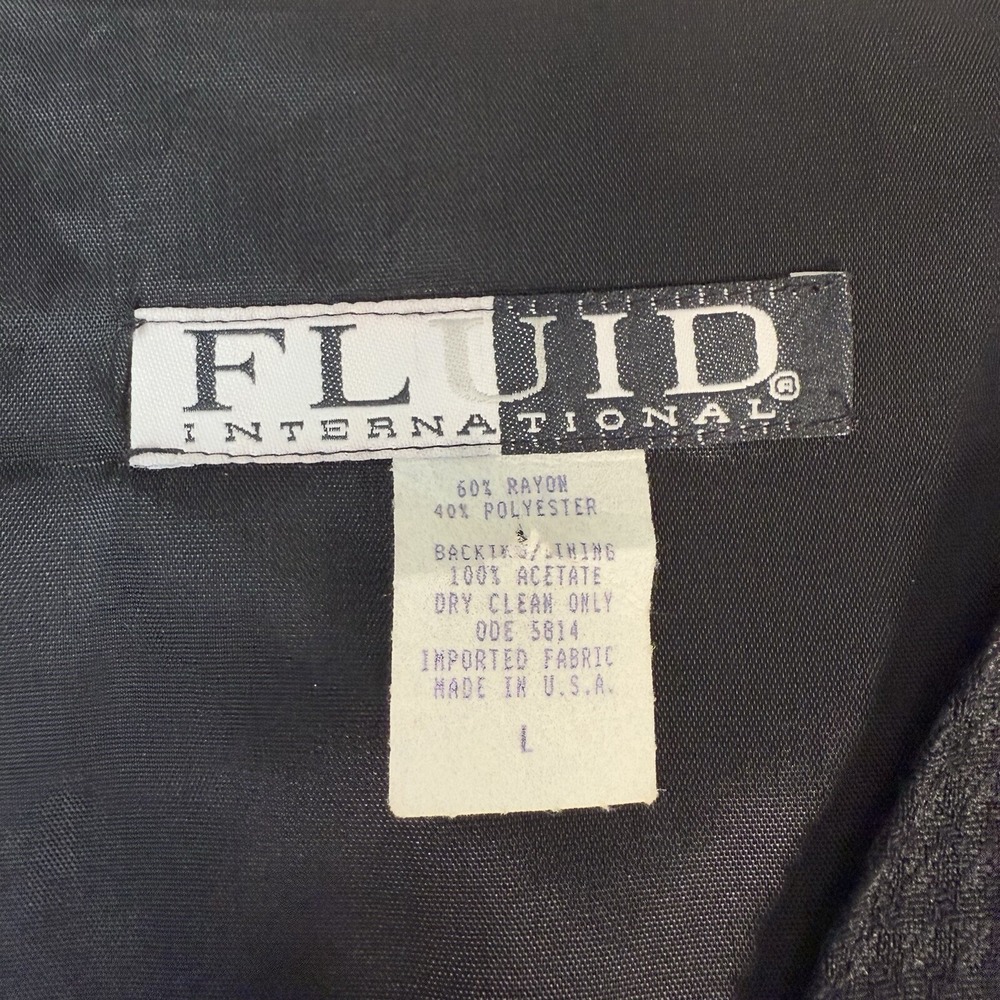 Fluid International Mens Large Black Textured 5-Button Vest 90s Retro Hipster - Picture 5 of 7